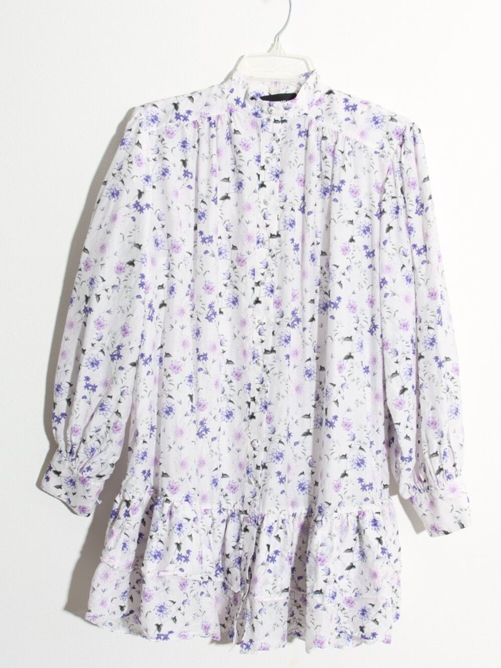 The Kooples Ditsy Floral Print Cotton Silk Mini Shirt Dress Button Long Sleeves - Picture 3 of 14